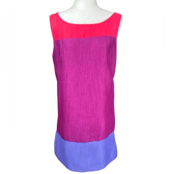 Isabel & Nina Colorblock Sleeveless Summer Knee Length Tweed Shift Dress - Picture 1 of 7